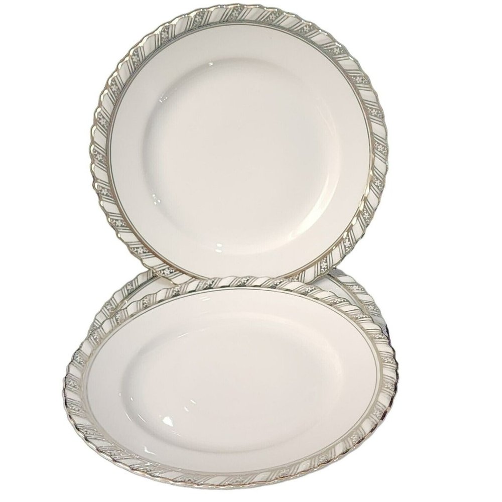 Franconia K&A Krautheim Palladina Dinner Plates set-4 vtg silver ruffled elegant